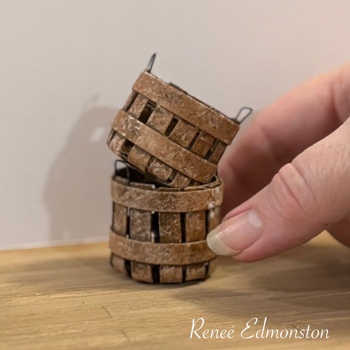 Miniature Bushel Basket Dollhouse 1:12 Scale Artisan Handmade