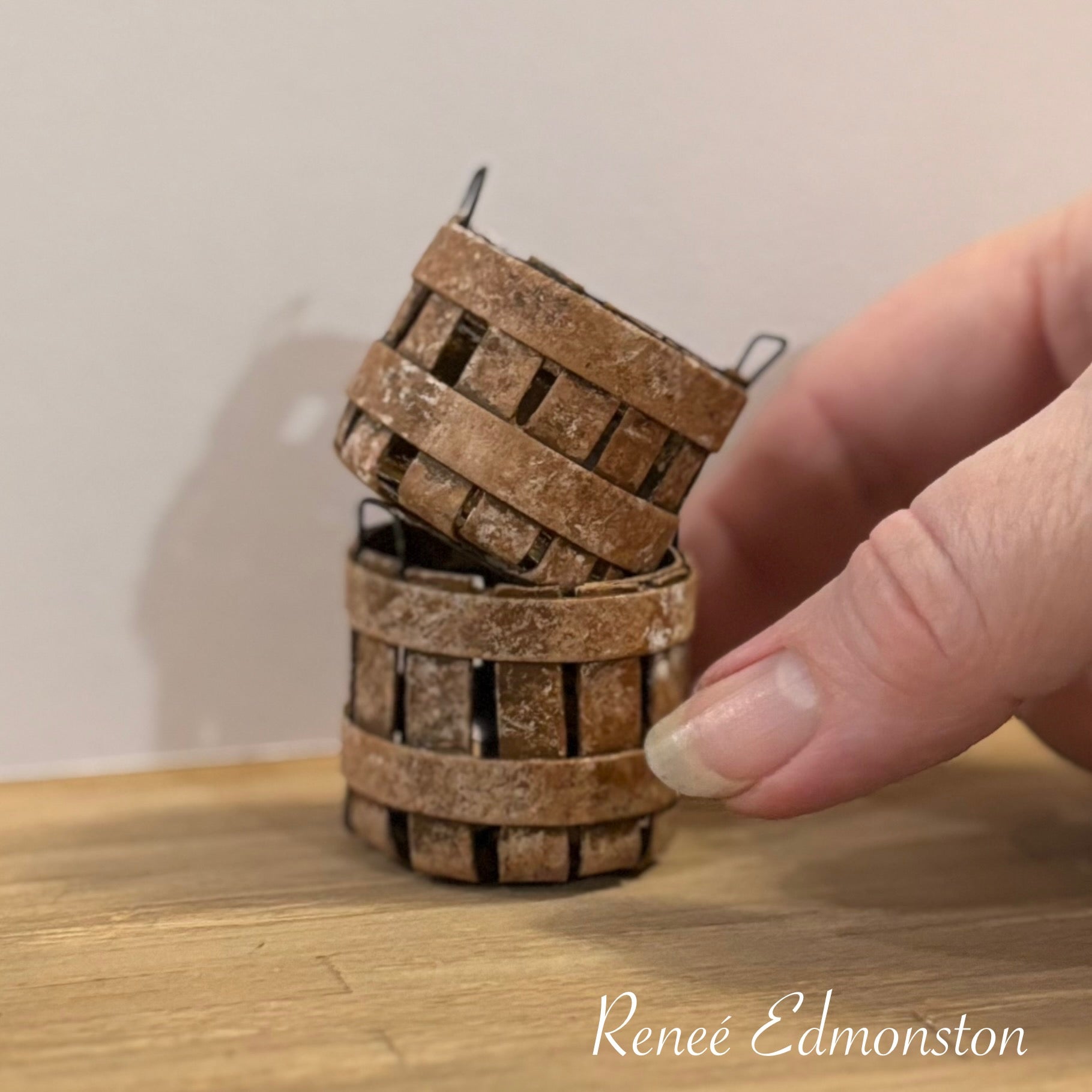 Miniature Bushel Basket Dollhouse 1:12 Scale Artisan Handmade