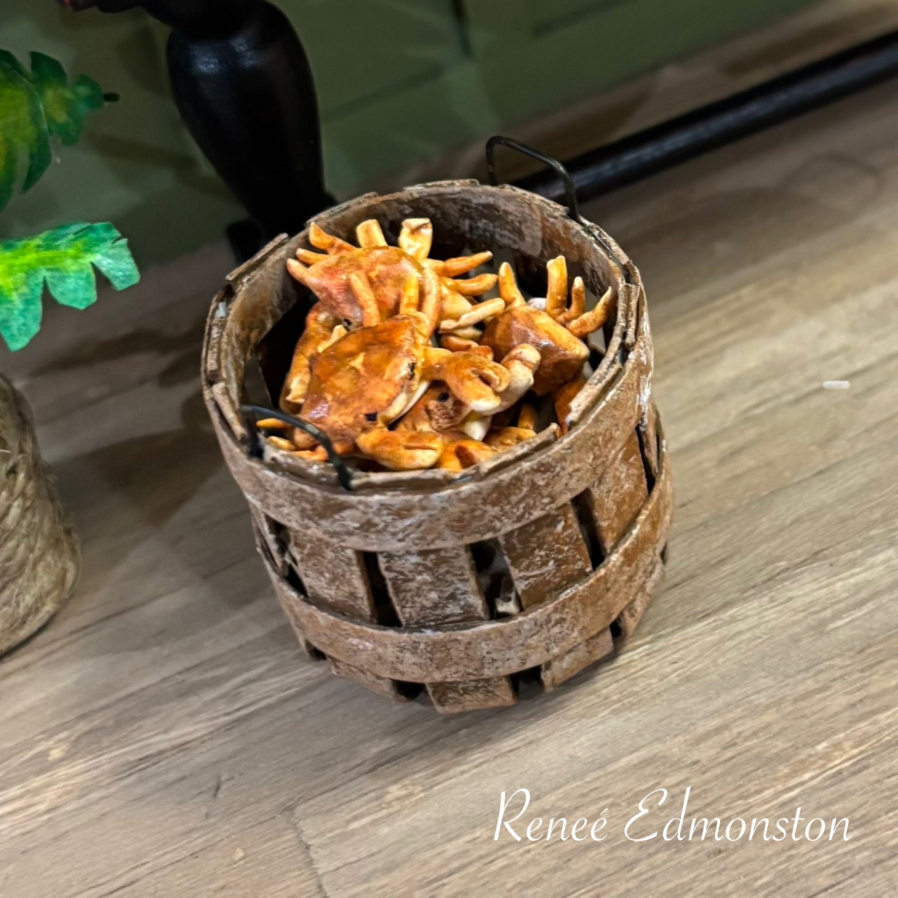 Miniature Bushel Basket Dollhouse 1:12 Scale Artisan Handmade