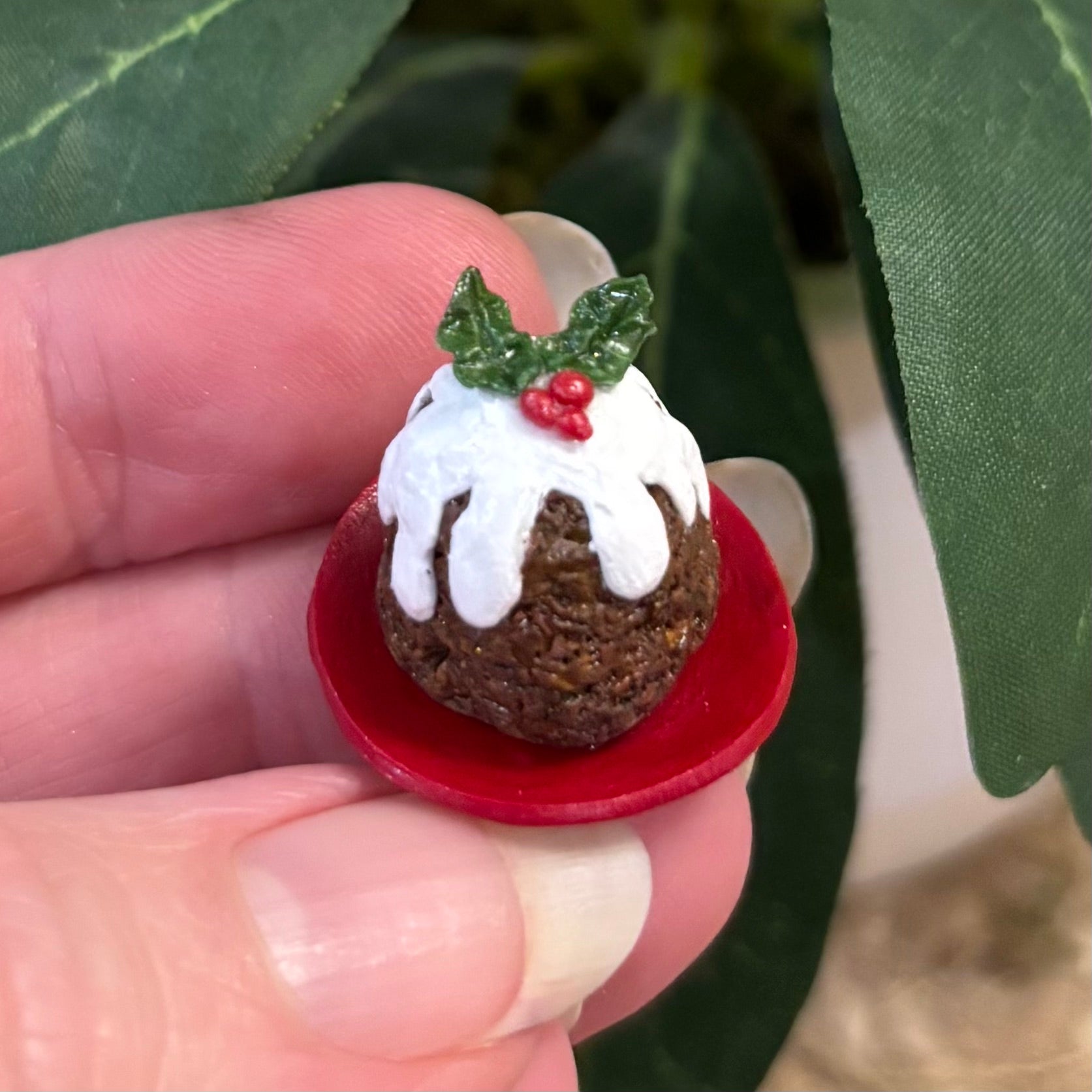 Miniature Christmas Steamed Pudding Cake Dollhouse 1:12 Scale Artisan Handmade