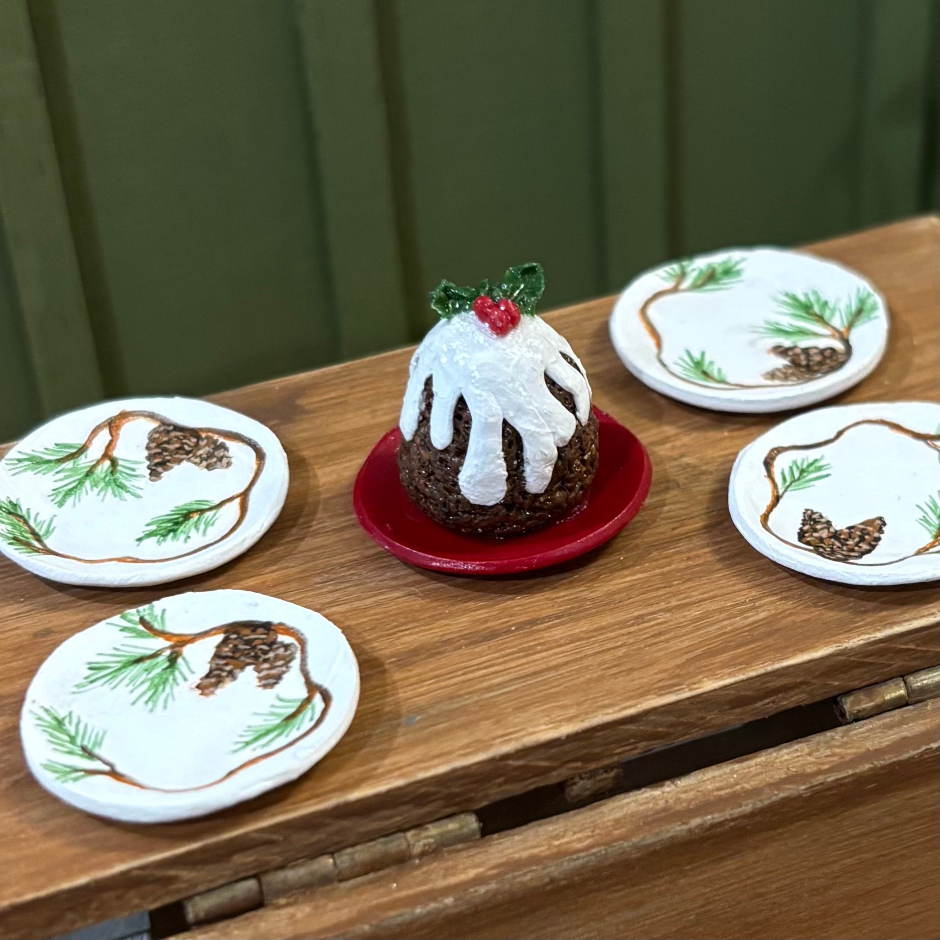 Miniature Christmas Steamed Pudding Cake Dollhouse 1:12 Scale Artisan Handmade