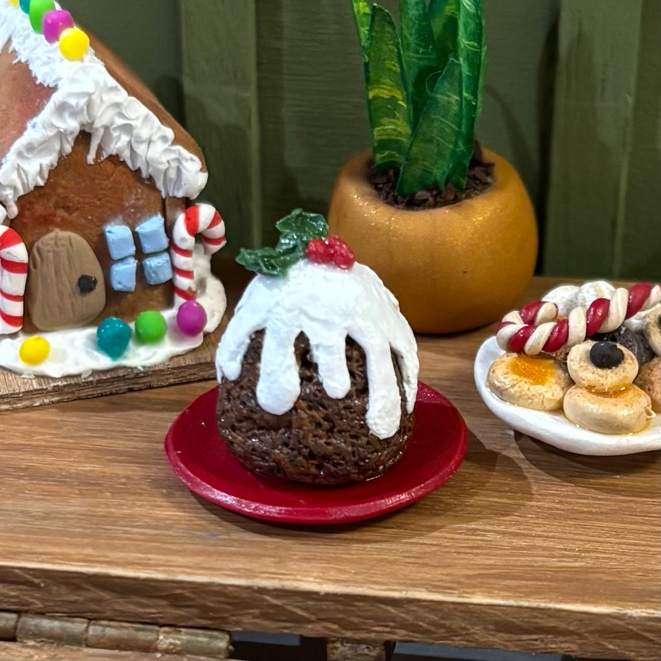 Miniature Christmas Steamed Pudding Cake Dollhouse 1:12 Scale Artisan Handmade