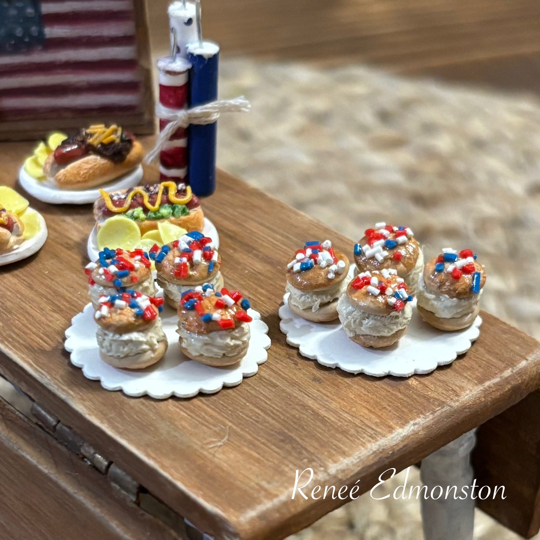 Miniature Cookie Ice Cream Sandwiches Dollhouse 1:12 Scale Artisan Handmade