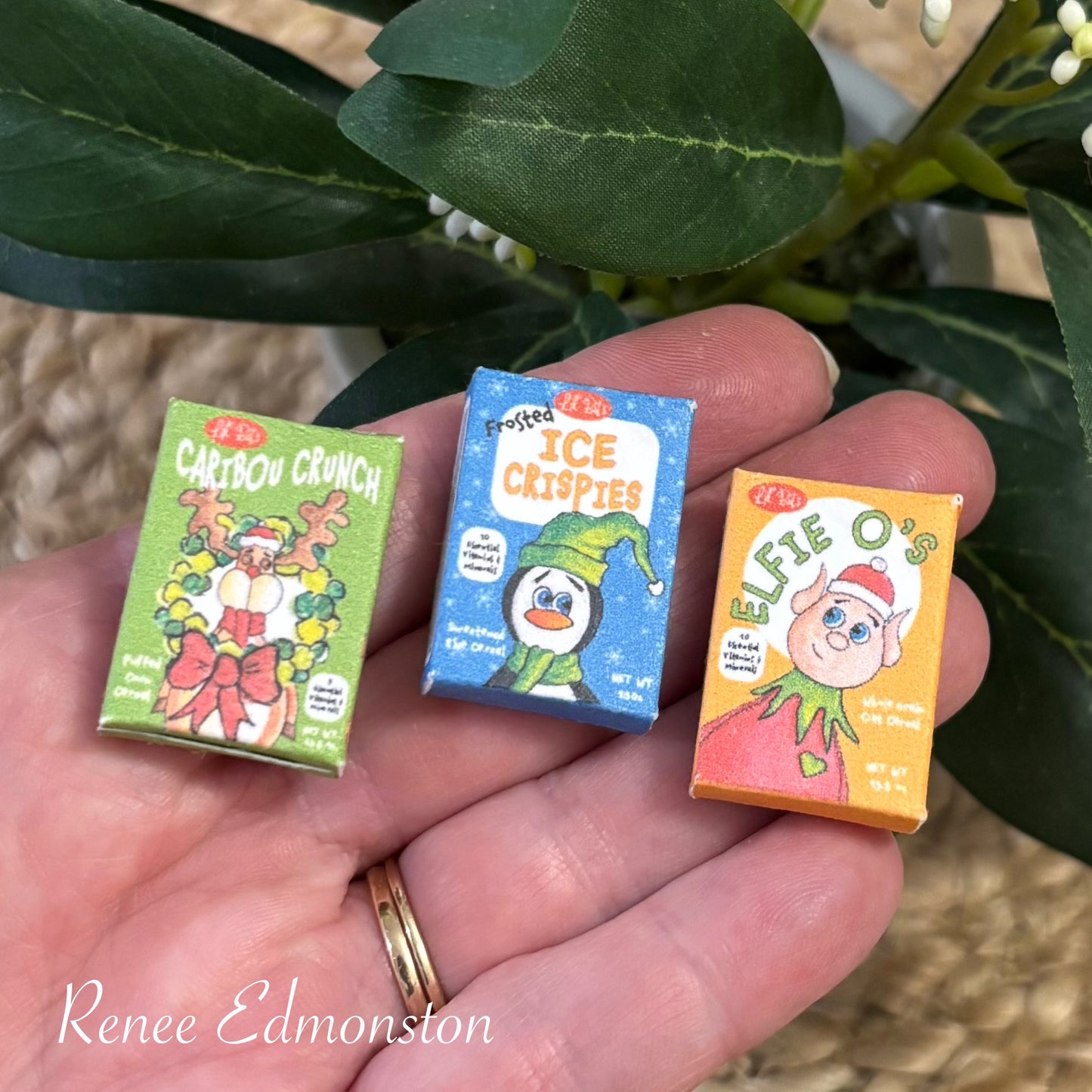 Miniature Christmas Cereal Boxes Set of Three Dollhouse 1:12 Scale