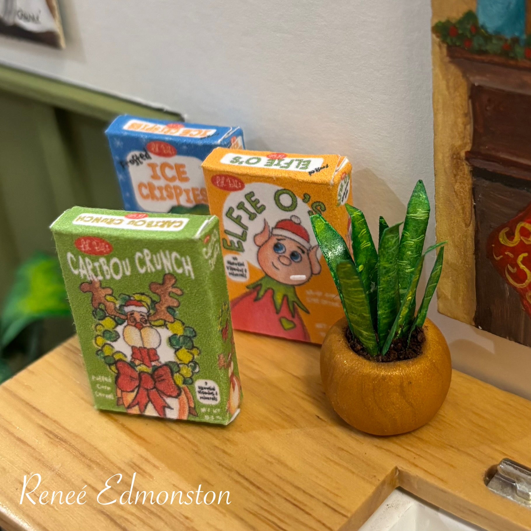 Miniature Christmas Cereal Boxes Set of Three Dollhouse 1:12 Scale