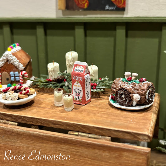 Miniature Christmas Eggnog Dollhouse 1:12 Scale