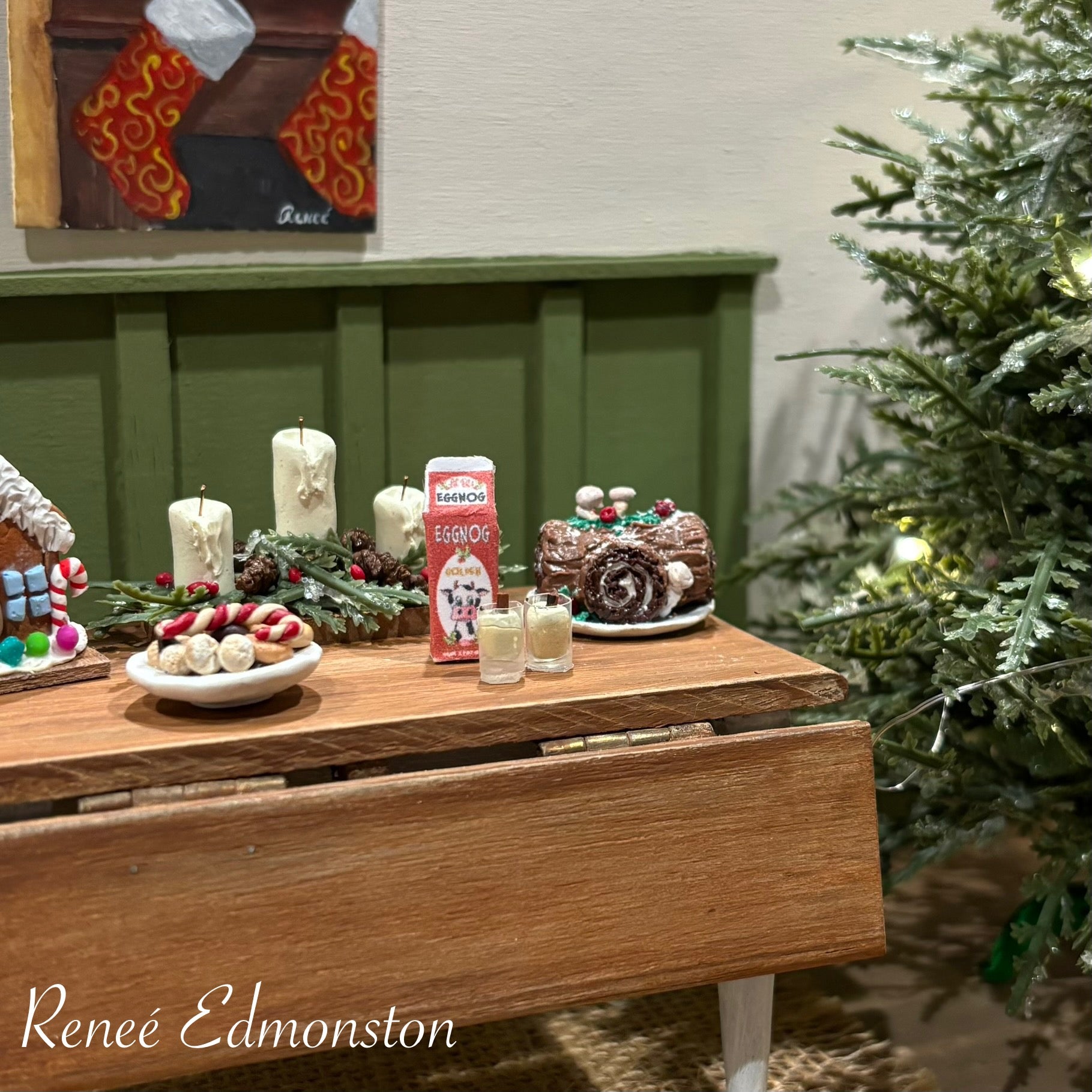 Miniature Christmas Eggnog Dollhouse 1:12 Scale