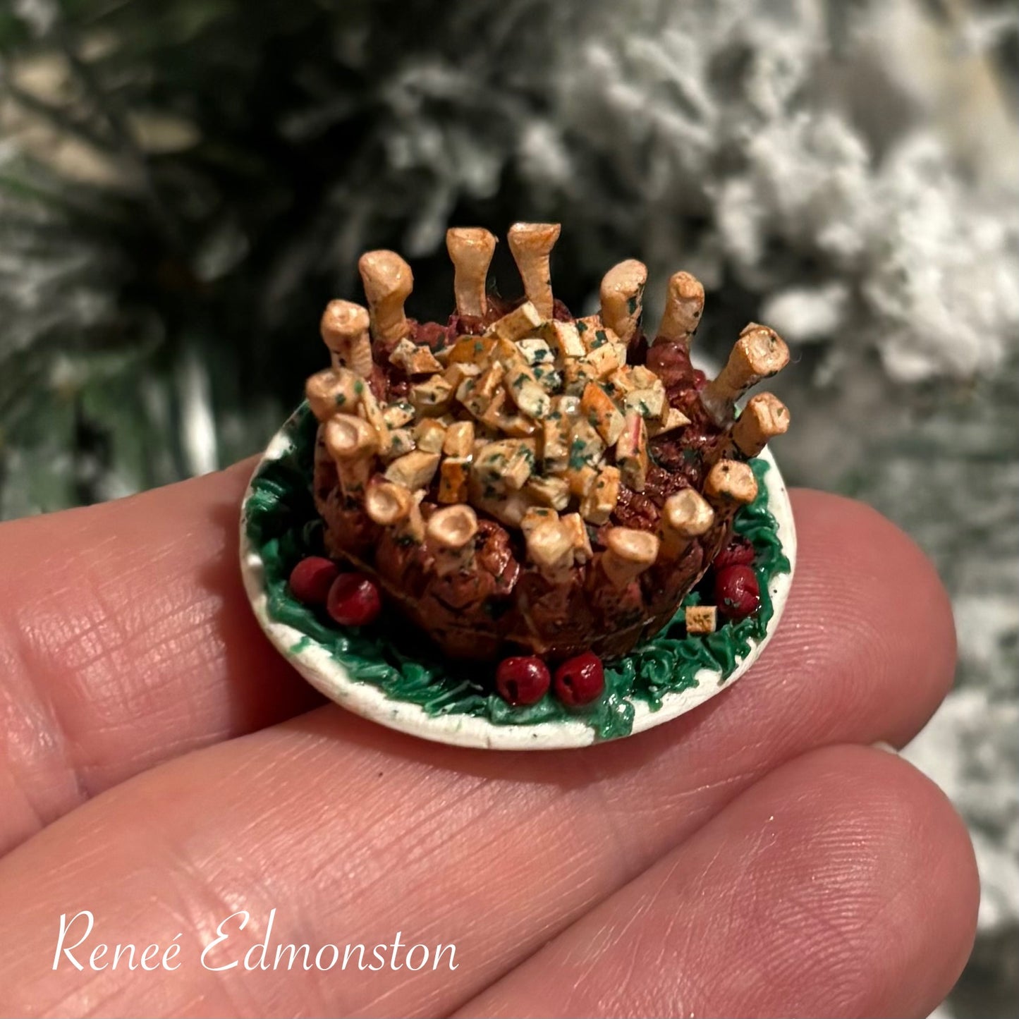 Miniature Christmas Pork Crown Roast Dollhouse 1:12 Scale
