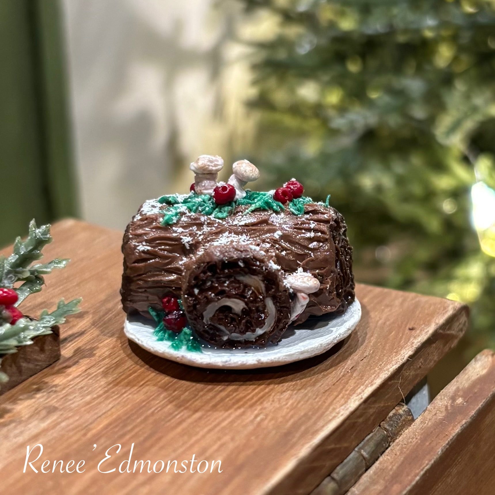 Miniature Christmas Yule Log Cake Dollhouse 1:12 Scale