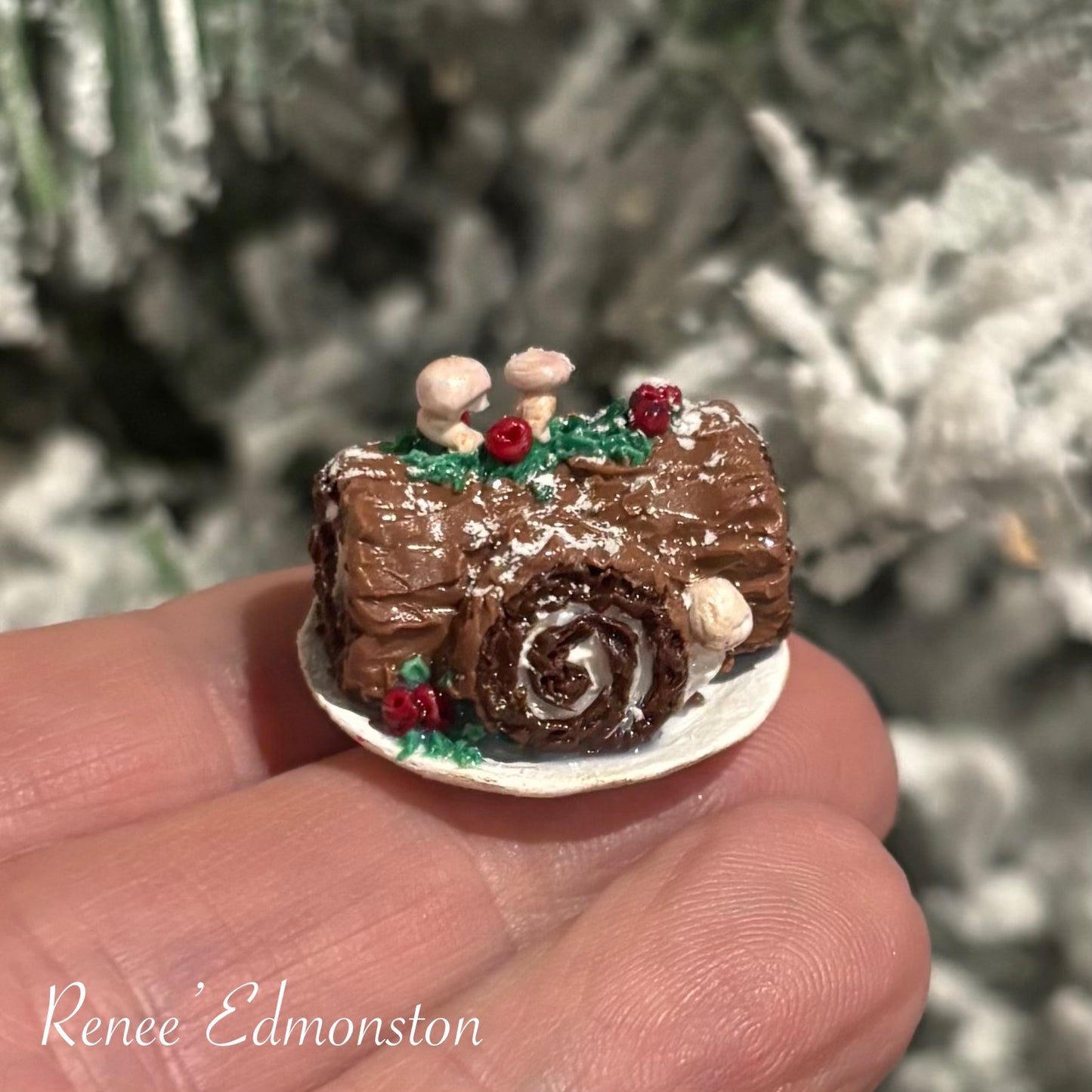 Miniature Christmas Yule Log Cake Dollhouse 1:12 Scale