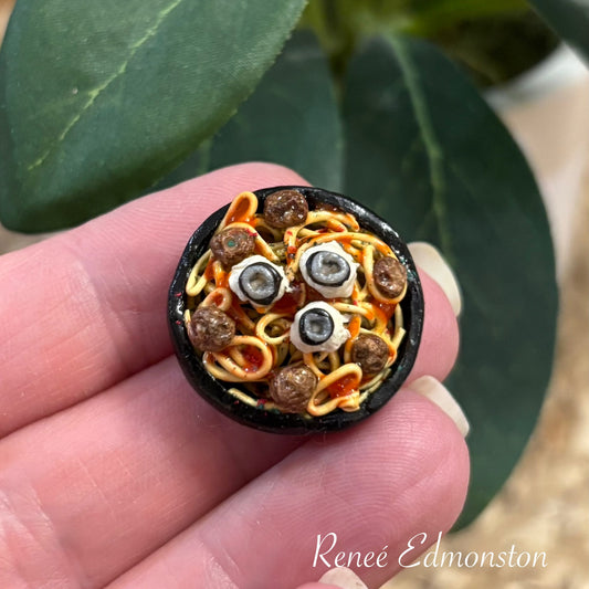 Miniature Eyeball Pasta Spooky Halloween Party Food 1:12 Scale Handmade