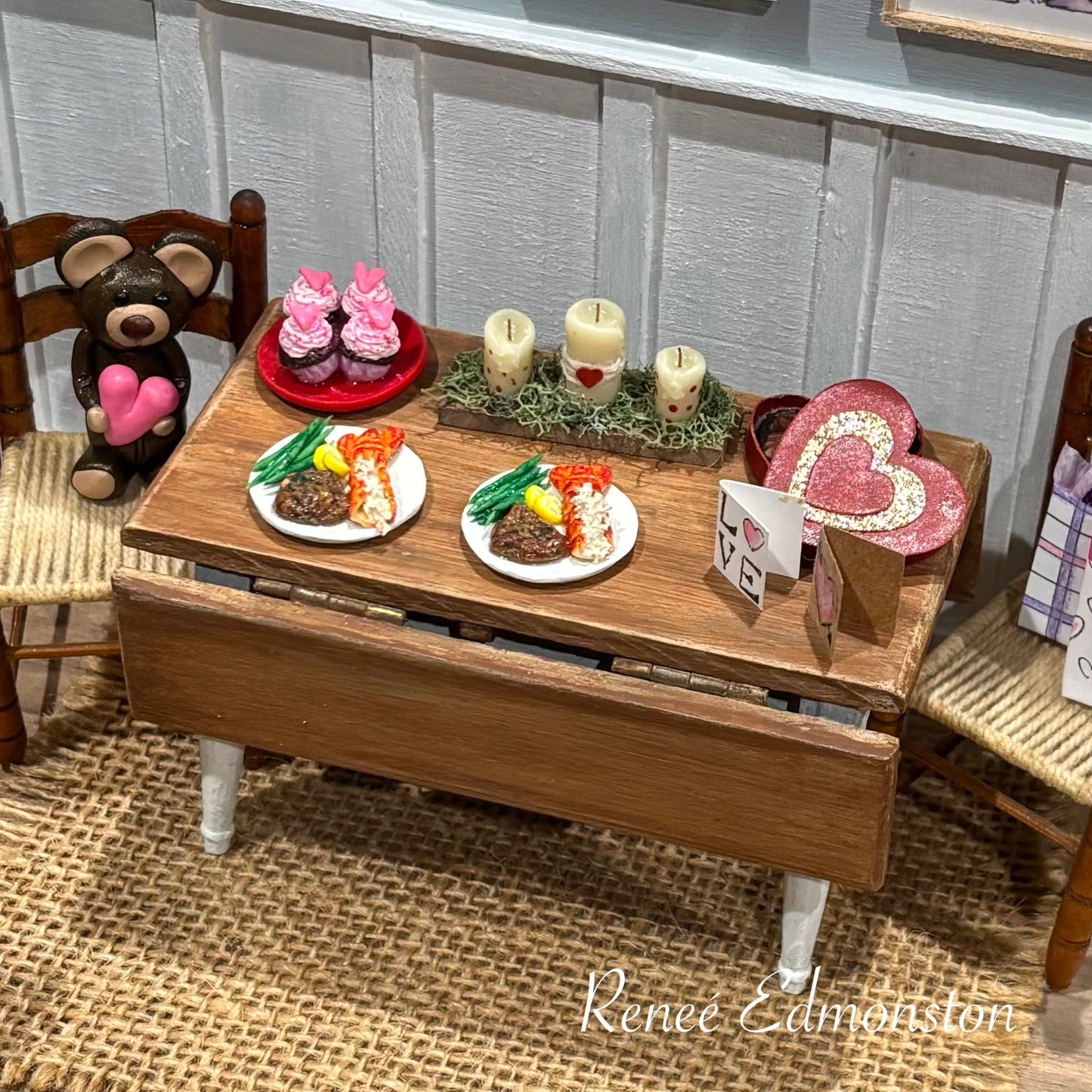 Miniature Surf and Turf Lobster Tail and Steak with Green Beans and Lemons Dinner