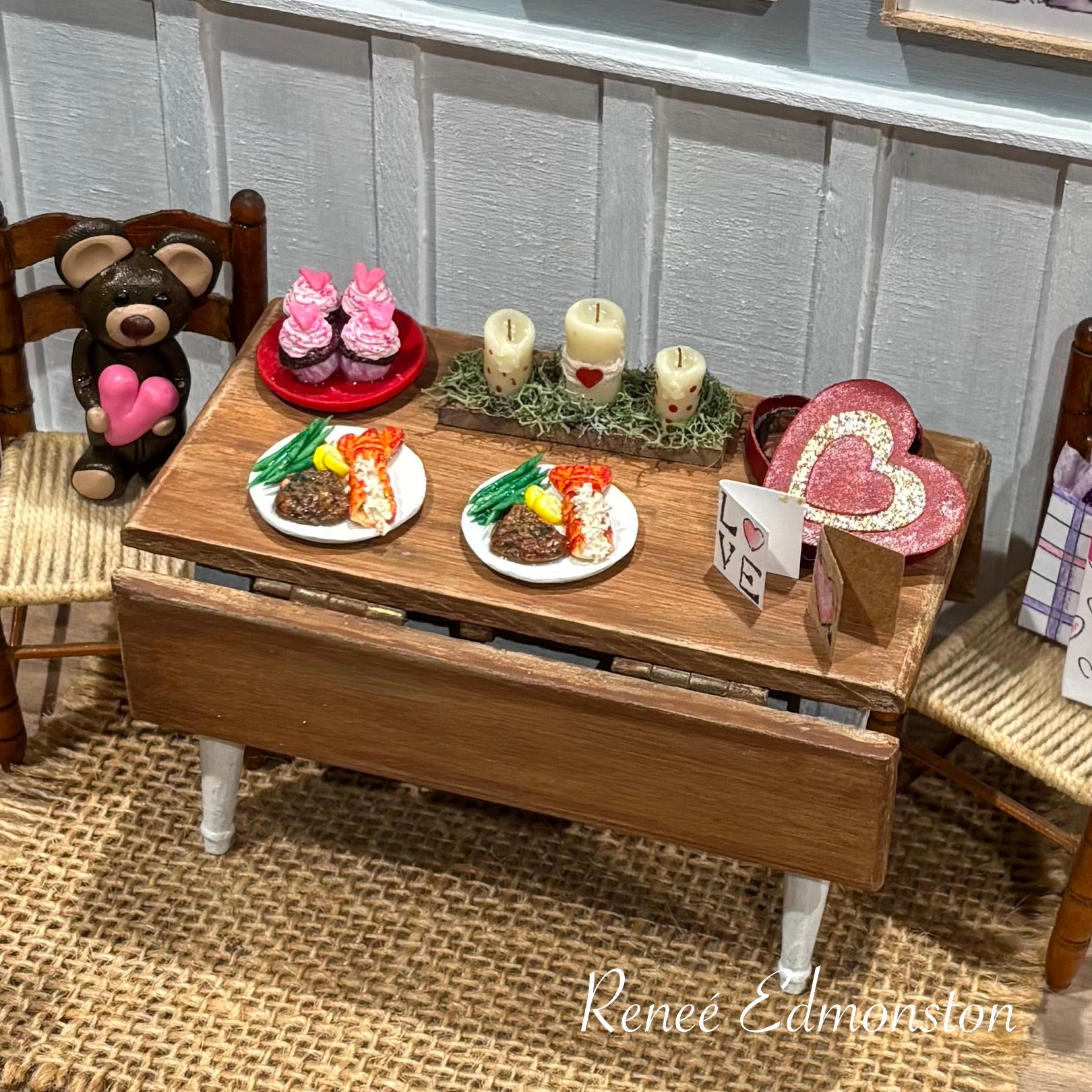 Miniature Surf and Turf Lobster Tail and Steak with Green Beans and Lemons Dinner