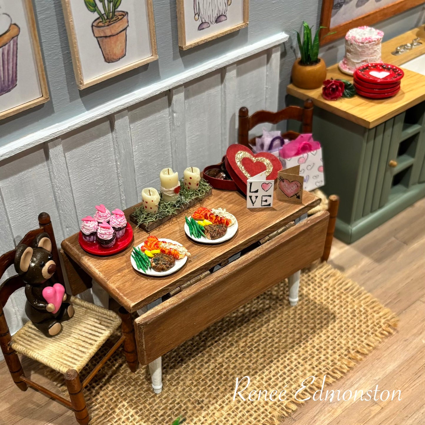 Miniature Surf and Turf Lobster Tail and Steak with Green Beans and Lemons Dinner