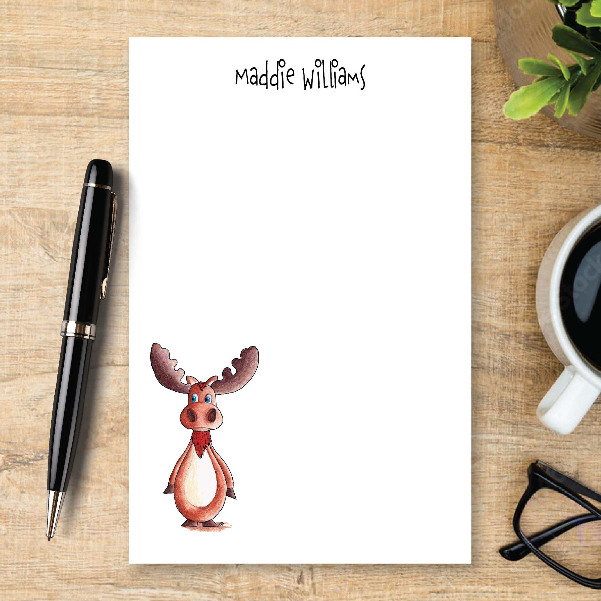 Personalized Moose Notepad Woodland Animal Unlined