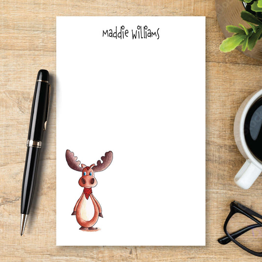 Personalized Moose Notepad Woodland Animal Unlined