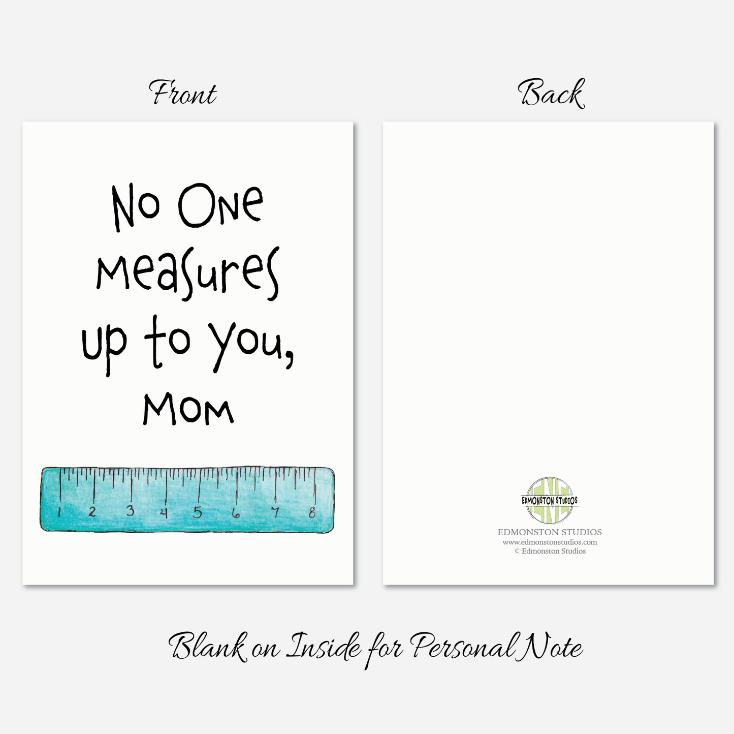 Funny Mothers Day Card for Mom from Daughter Son, Ruler Pun Card A7 5x7 on Textured Linen