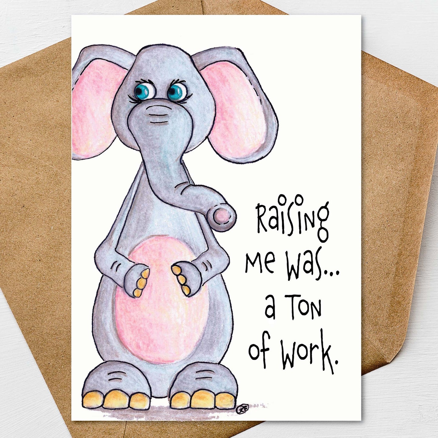 Elephant Mother’s Day Card Funny Mom Card, Pun Humor Gift 5x7 Personalize