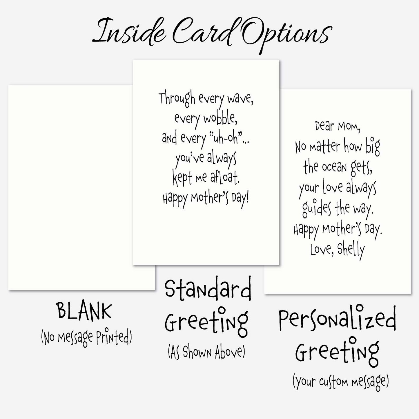 Mothers Day Card, Life Buoy, Humorous Mom Card: A7 5x7 on Textured Linen | Blank, Standard Greeting of Personalized