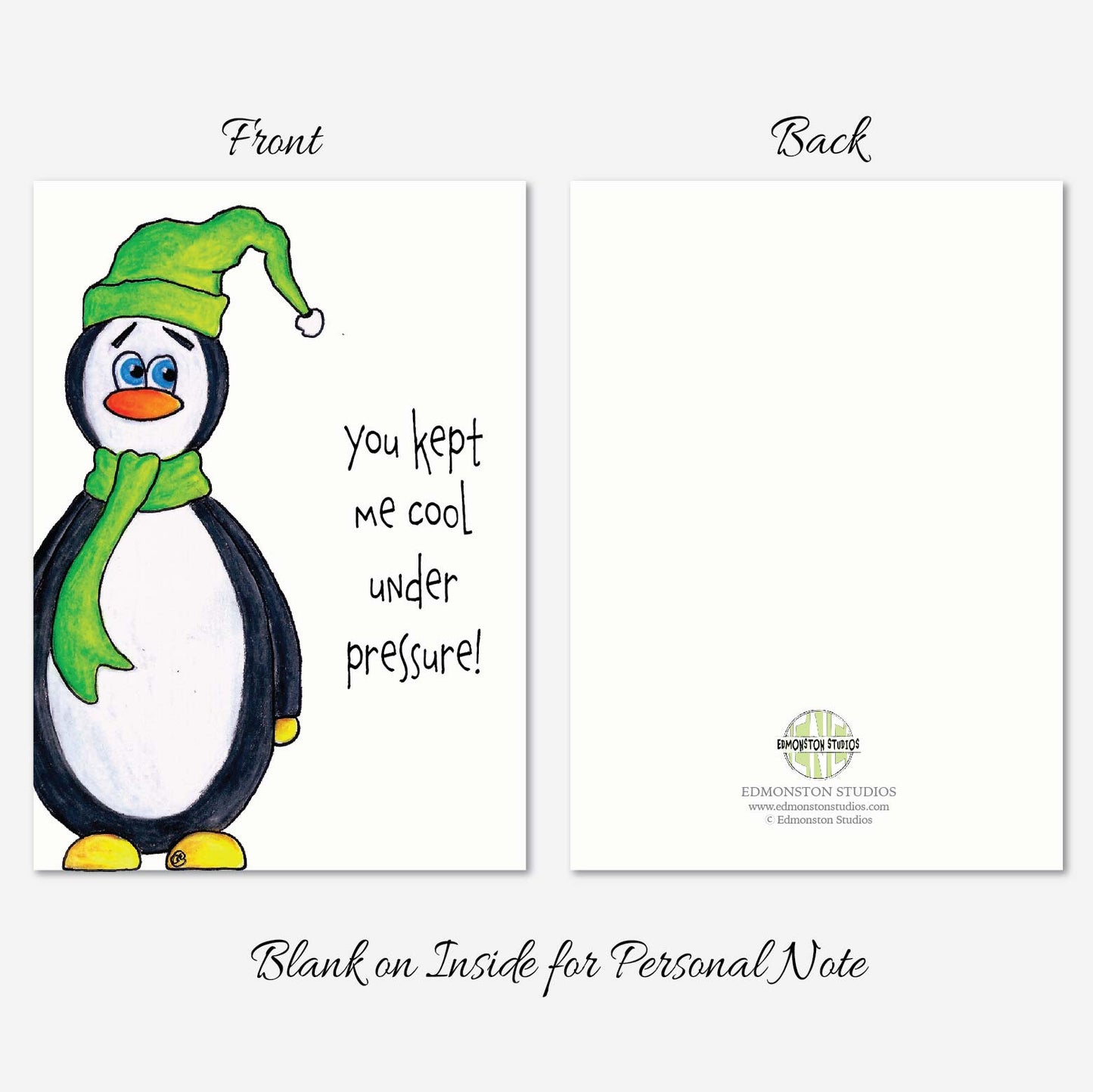Penguin Mothers Day Card: A7 5x7 on Textured Linen | Blank, Standard Greeting or Personalized