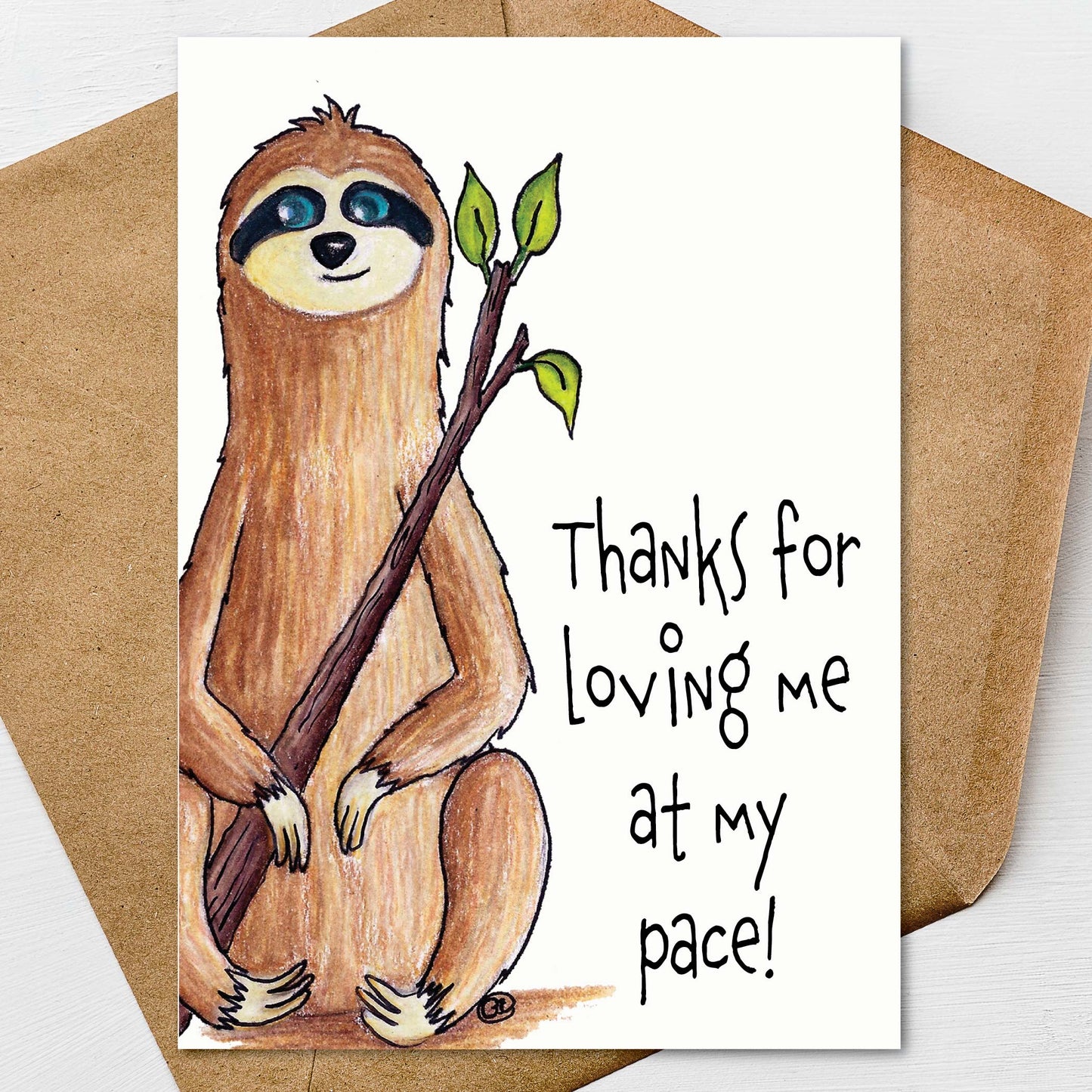 Sloth Mothers Day Card: A7 5x7 on Textured Linen | Blank, Standard Greeting or Personalized