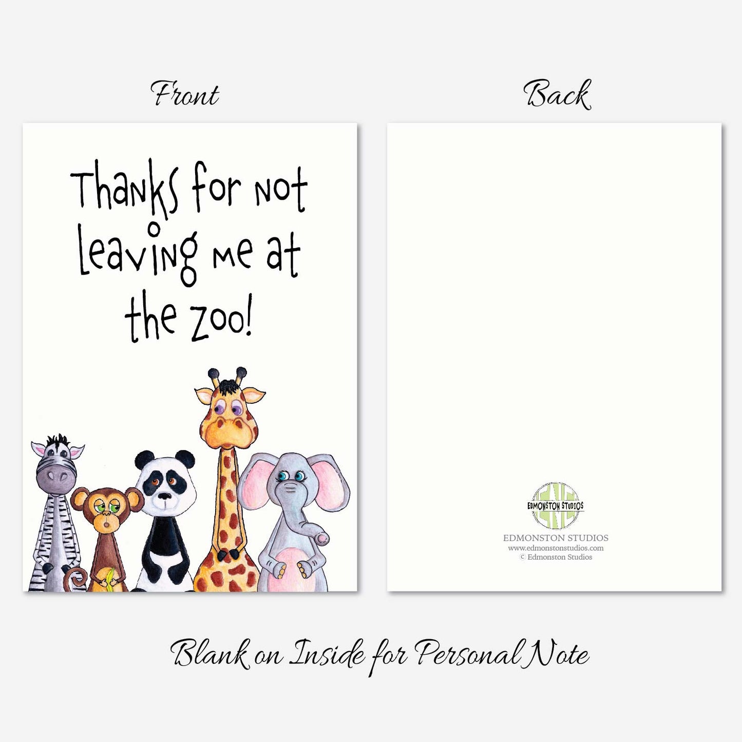 Funny Mother’s Day Card Thanks for Not Leaving Me At The Zoo Pun 5x7 Personalize