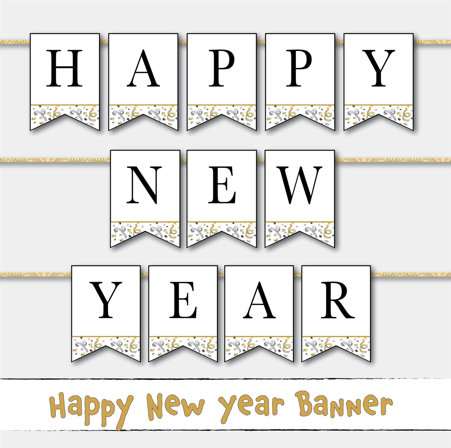 Printable Happy New Year Banner Sign Instant Digital Download