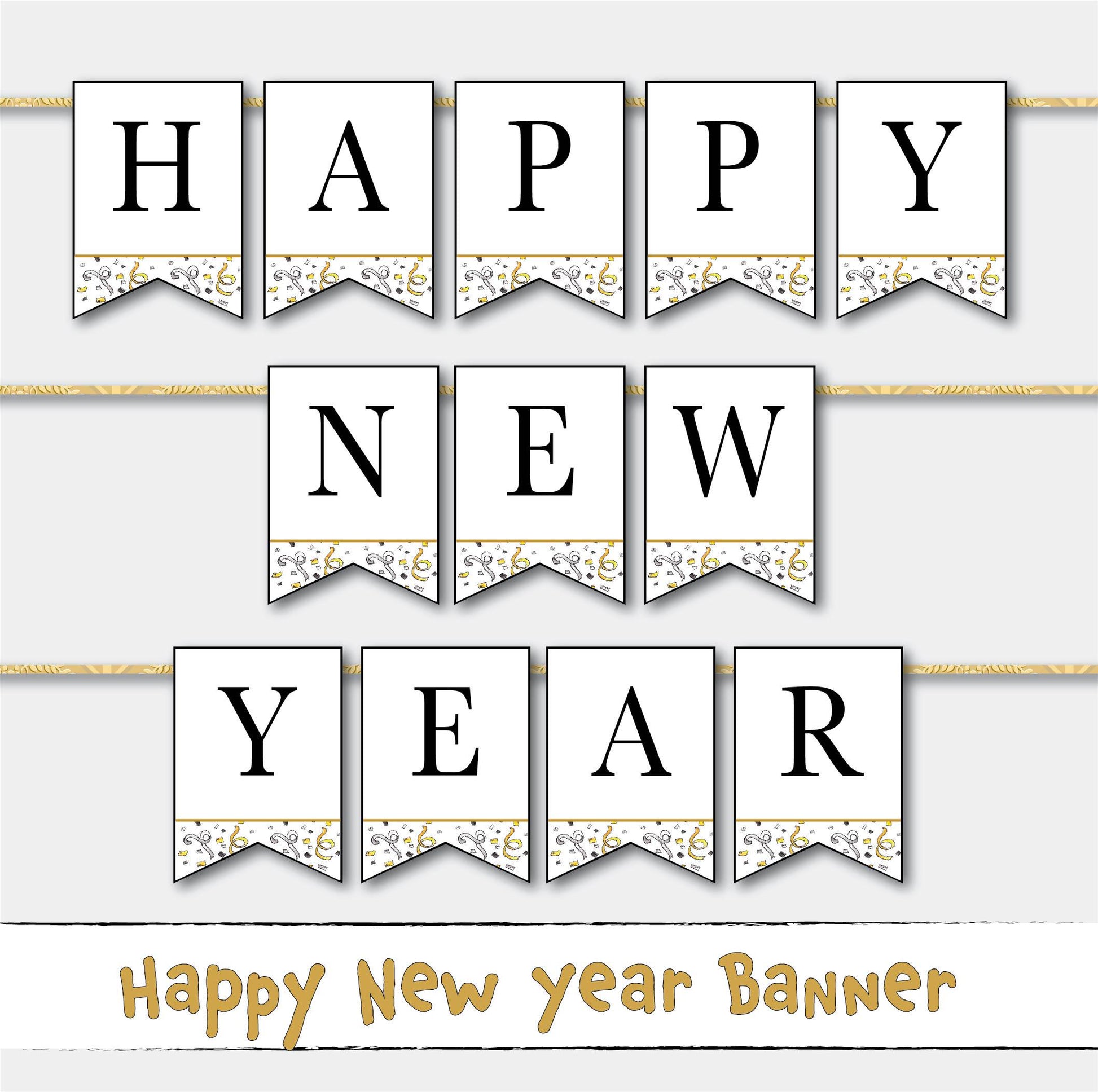 Printable Happy New Year Banner Sign Instant Digital Download