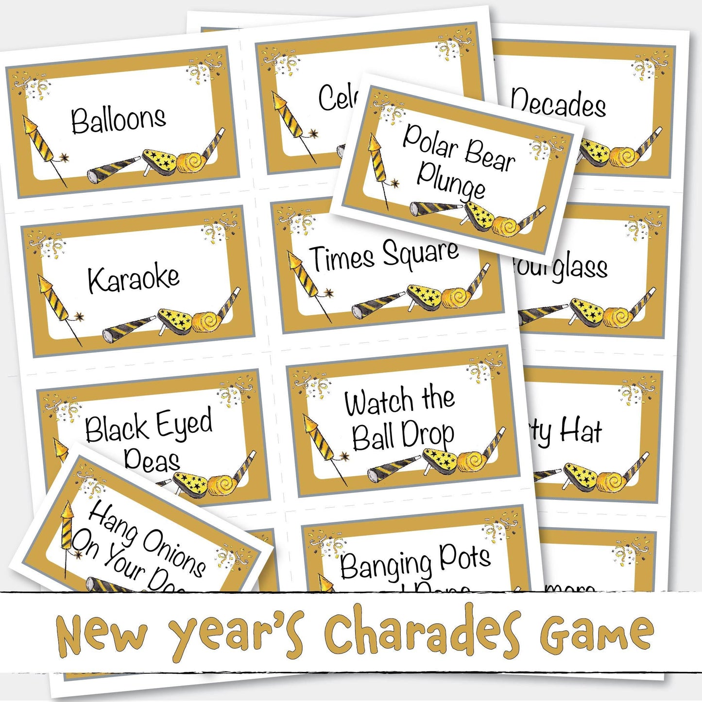 Printable New Years Charades Activity Game