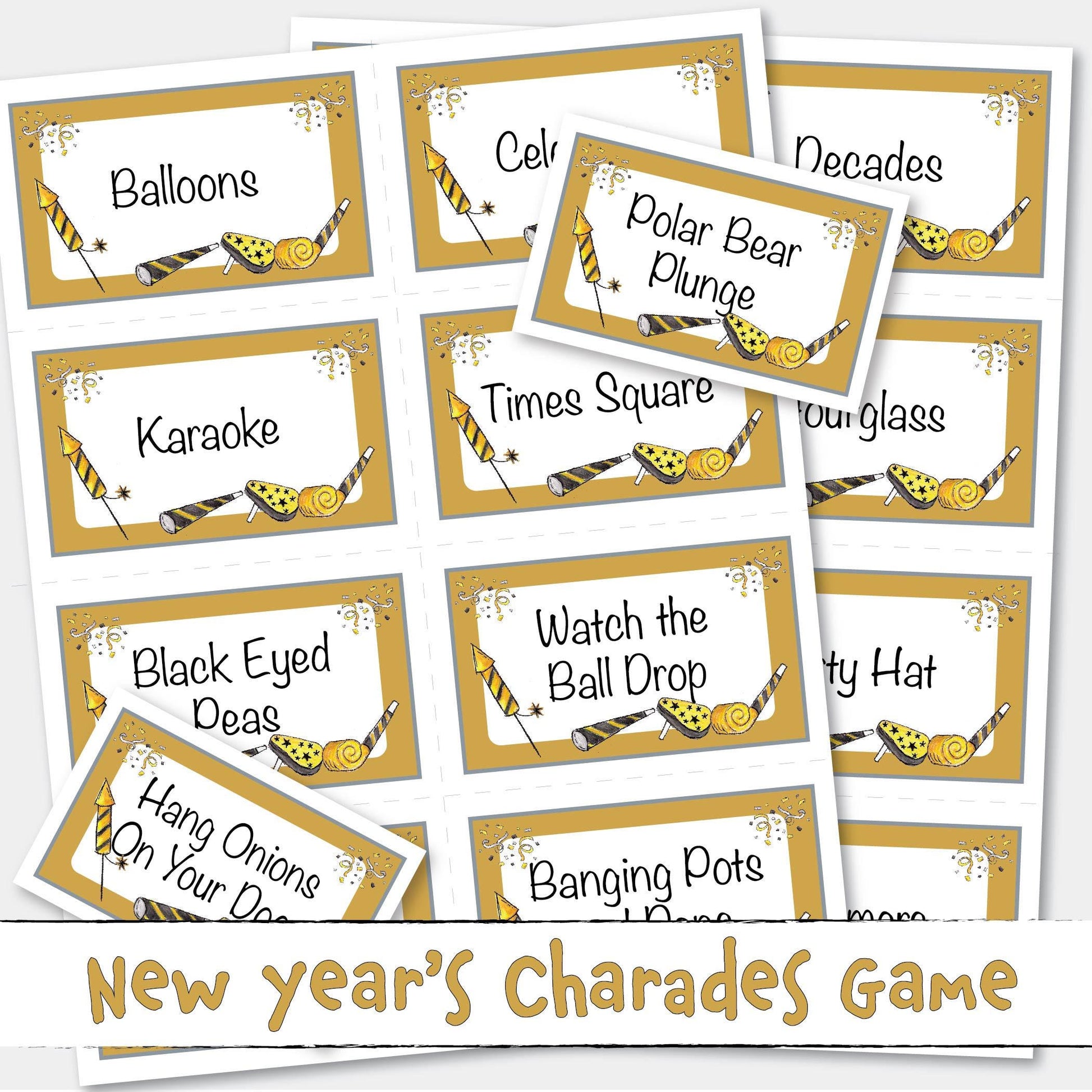 Printable New Years Charades Activity Game
