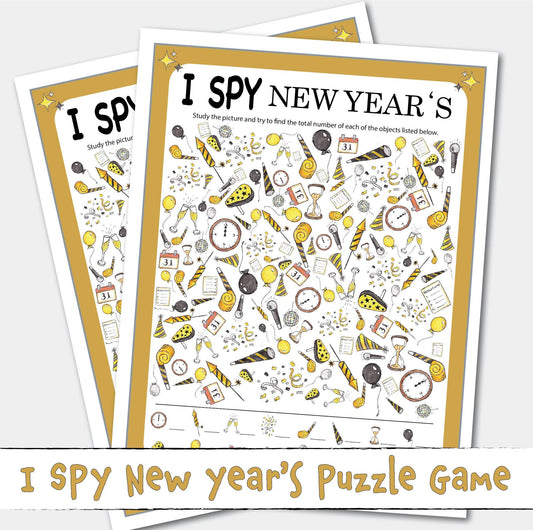 Printable I SPY New Years Look and Find Puzzle Game