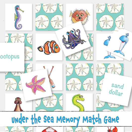Printable Ocean Life Memory Game, a Summer Fun Memory Matching Game