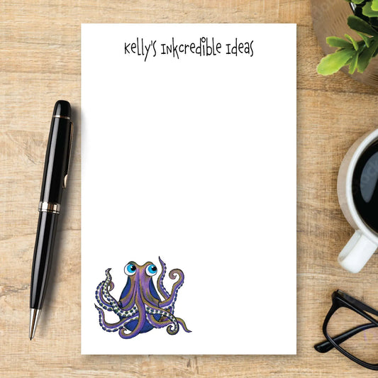 Personalized Octopus Notepad, Cute Octopus Stationery, Custom Note Pad, Ocean Animal Writing Pad, Marine Life Gift, Squid Pro Quo