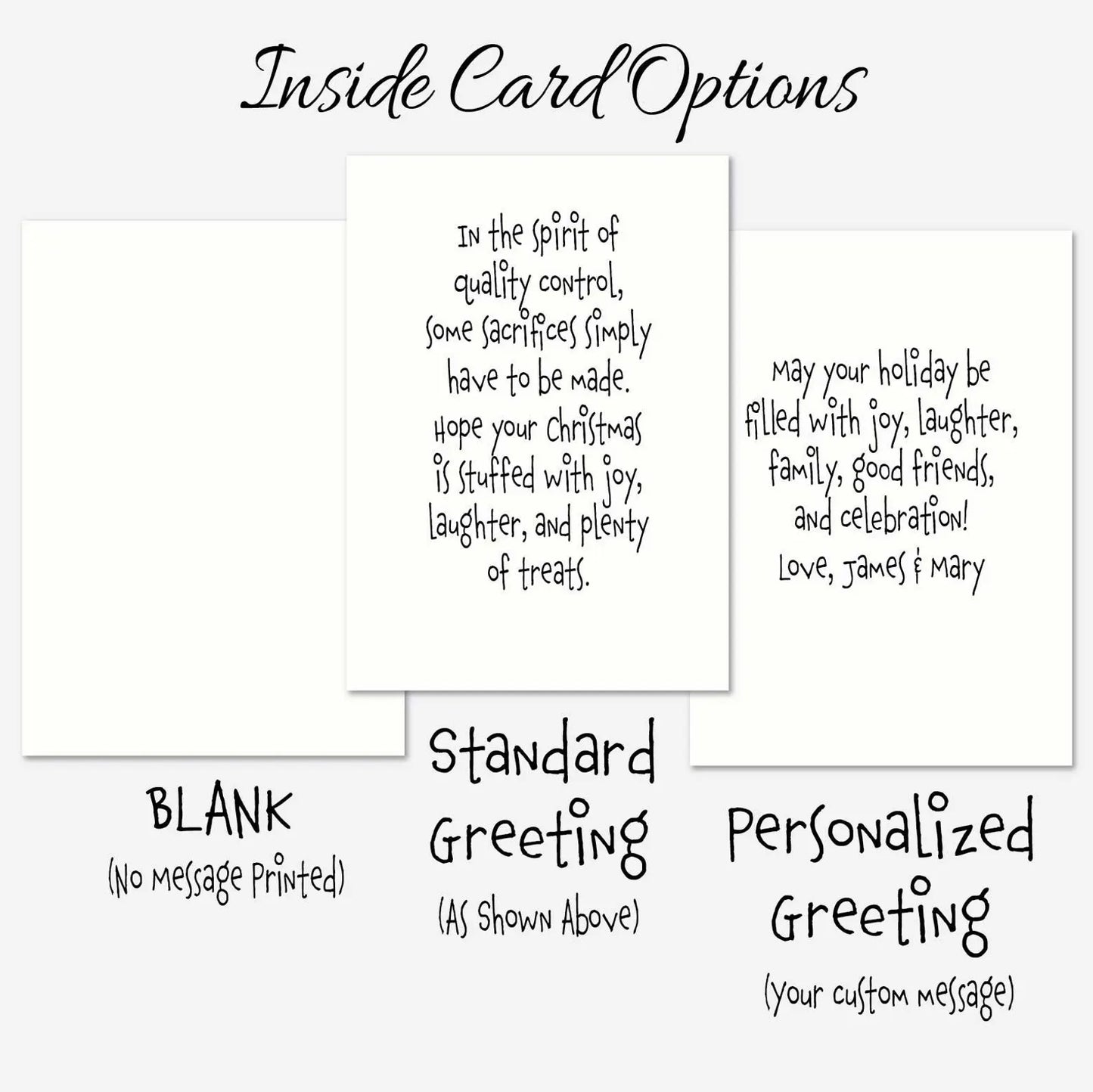 Funny Christmas Card, I May Have Sampled the Stocking Stuffers, Humorous Holiday Card, Cute Ornament Christmas Card, Personalized Card