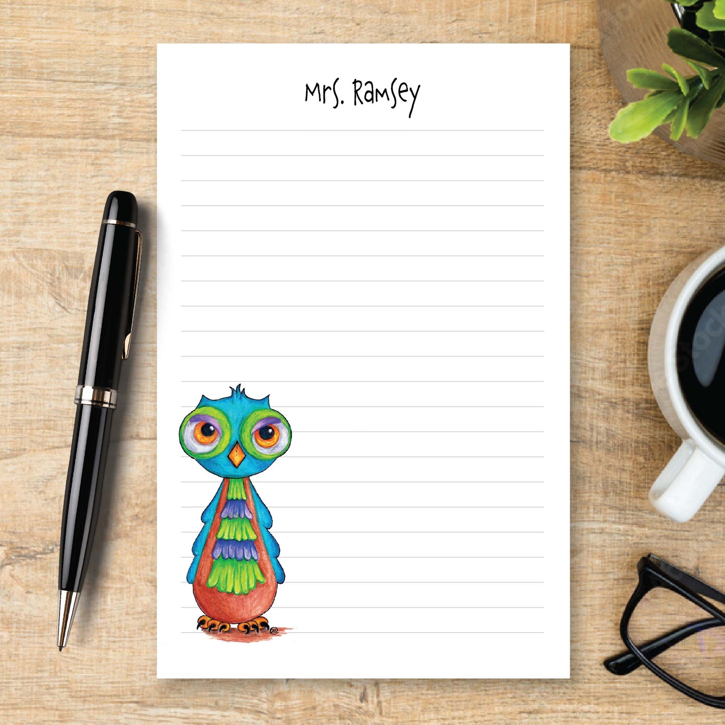 Personalized Owl Notepad Lined