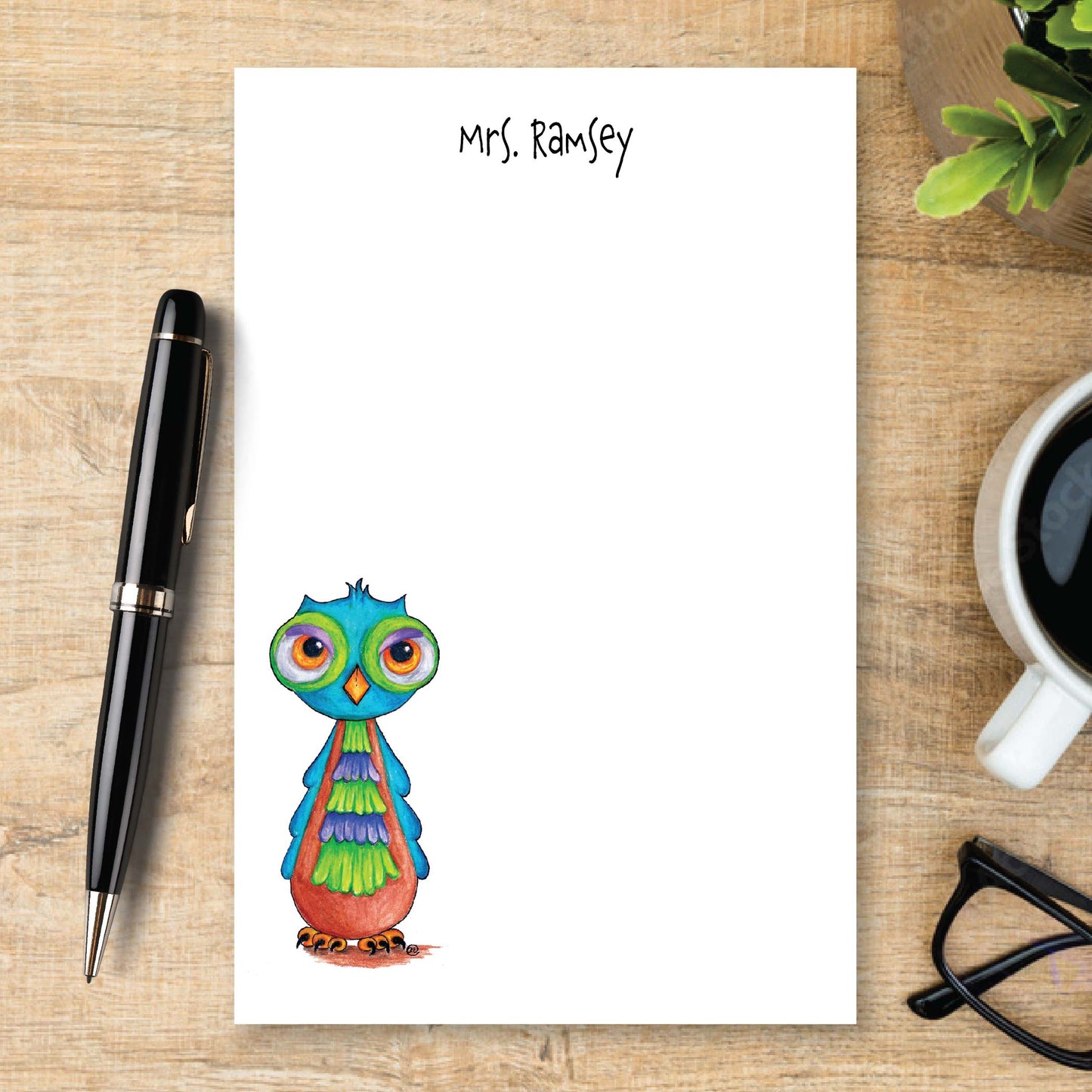 Personalized Owl Notepad Unlined