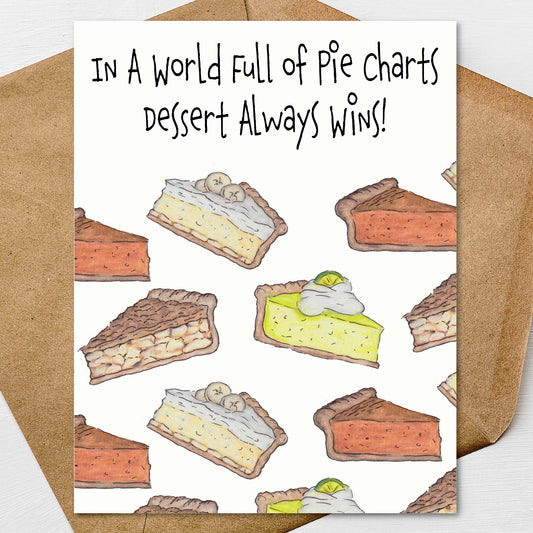 Pie notecard set featuring hand illustrated pie artwork and humorous stationery design