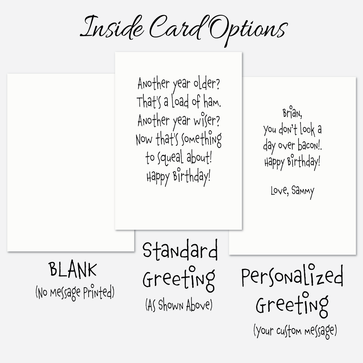 Pig Birthday Card A7 5x7 on Textured Linen | Blank, Standard Greeting, or Personalized (Copy)