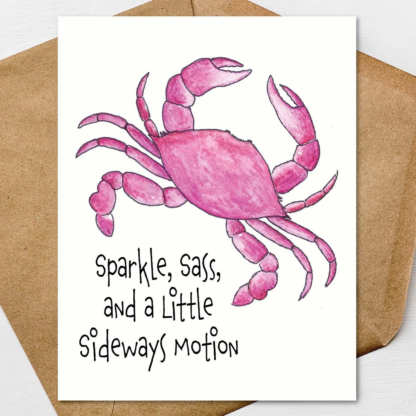 Pink Crab Stationery Set | Cute Coastal Note Cards | Personalize It | Premium 4.25 x 5.5 Linen