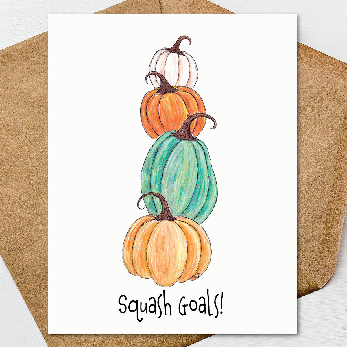 Funny Halloween Card, Pumpkin Stack Greeting Card, Squash Goals, Cute Pumpkin Card, Fall Halloween Greeting