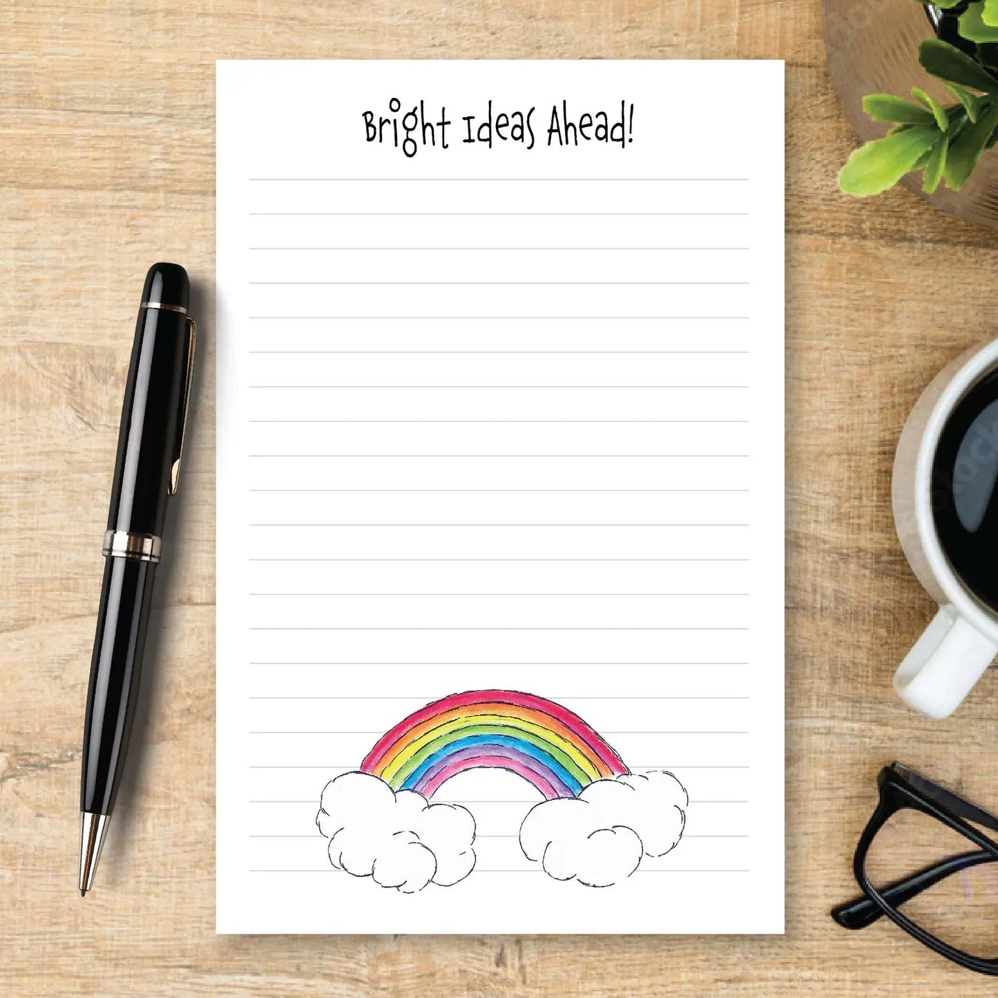 Personalized Rainbow Notepad, Cute Rainbow Stationery, Custom Note Pad, Colorful Writing Pad, Teacher Gift, Bright Ideas Notepad