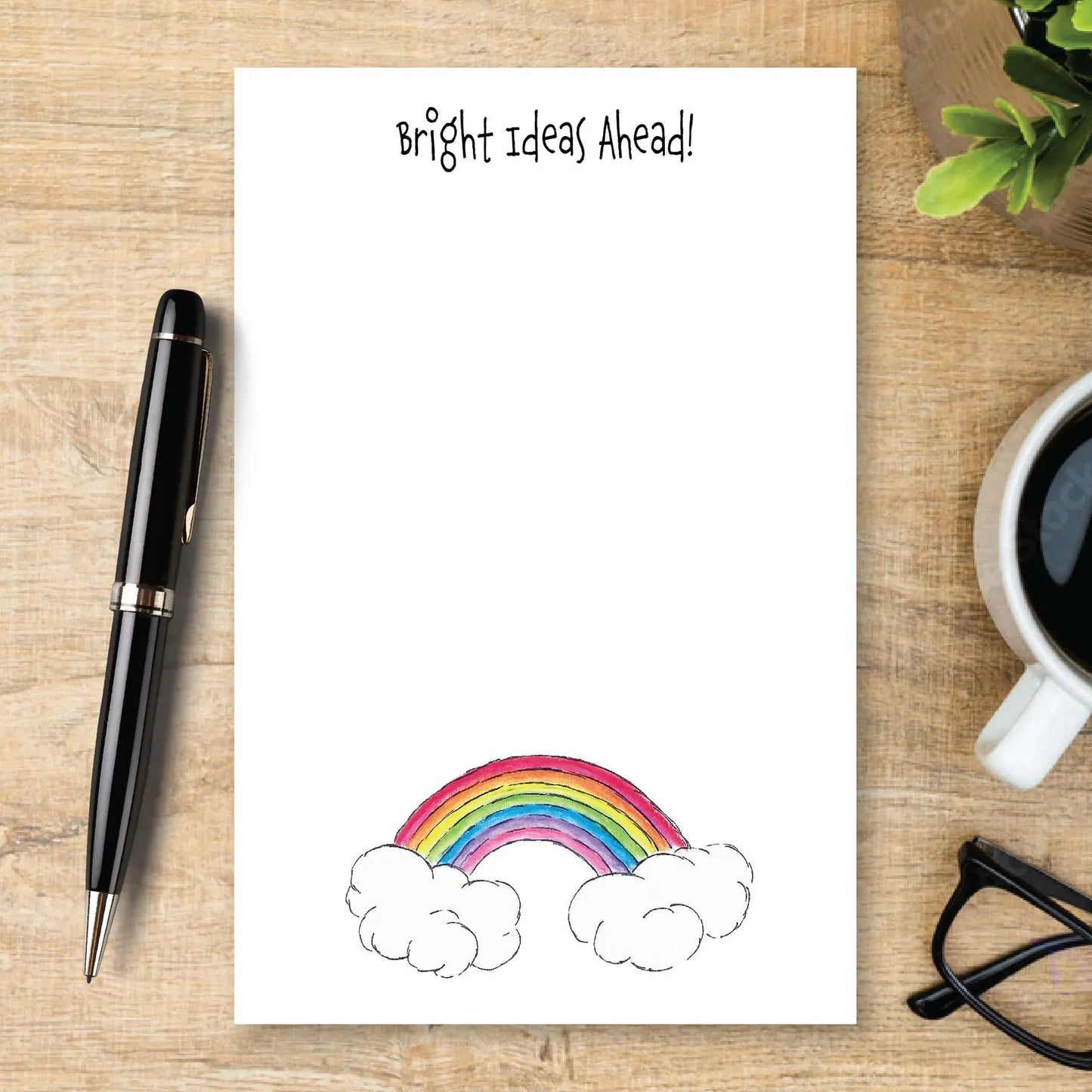 Personalized Rainbow Notepad, Cute Rainbow Stationery, Custom Note Pad, Colorful Writing Pad, Teacher Gift, Bright Ideas Notepad
