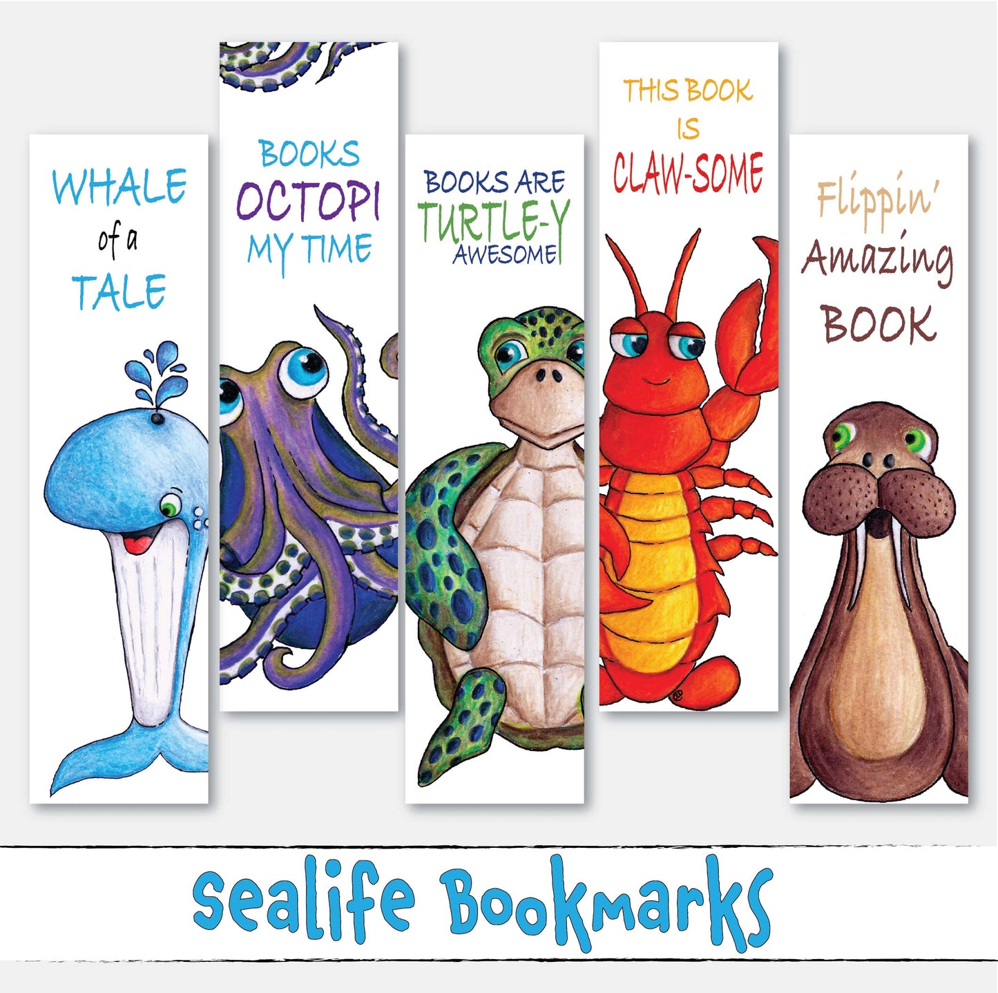 Sea Life Funny Ocean Themed Bookmarks