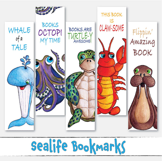 Sea Life Funny Ocean Themed Bookmarks