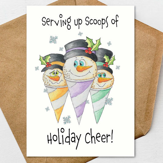 Funny Snowman Christmas Card | Snow Cone Christmas Card | Cute Holiday Greeting Card | Serving Up Scoops of Holiday Cheer