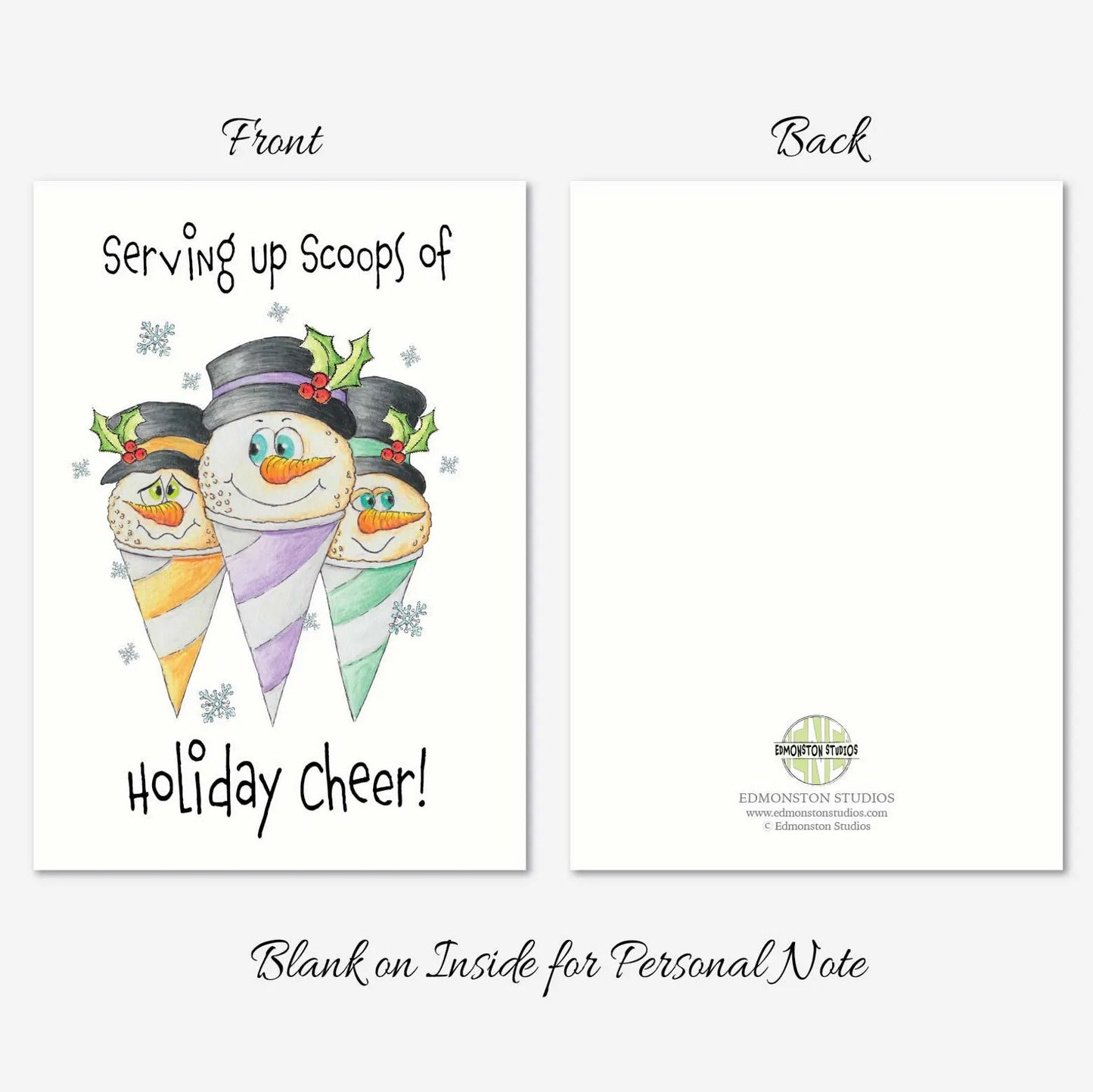Funny Snowman Christmas Card | Snow Cone Christmas Card | Cute Holiday Greeting Card | Serving Up Scoops of Holiday Cheer