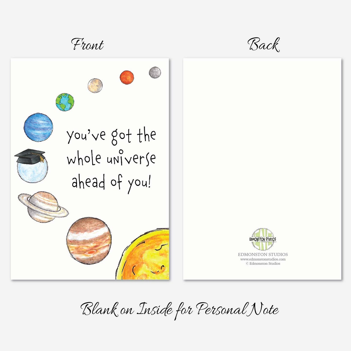 Astronomy Graduation Card Funny Planet Theme Science Graduate 5x7 Personalized