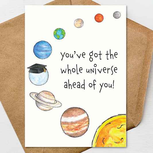 Astronomy Graduation Card Funny Planet Theme Science Graduate 5x7 Personalized