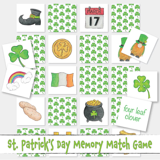 Printable St. Patrick's Day Memory Game, a Fun Memory Matching Game