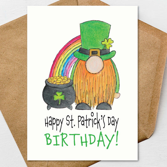 St. Patricks Day Gnome Birthday Card
